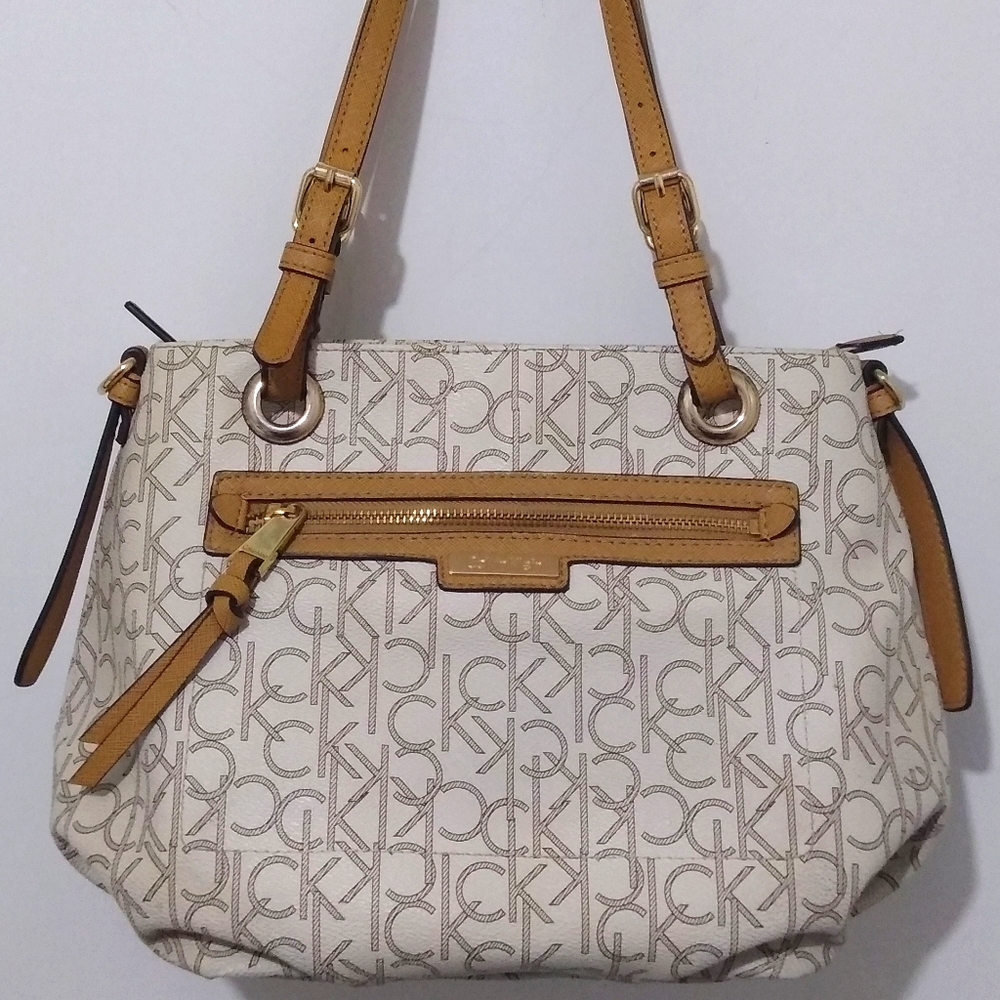 Calvin Klein Signature Ivory Hobo satchel